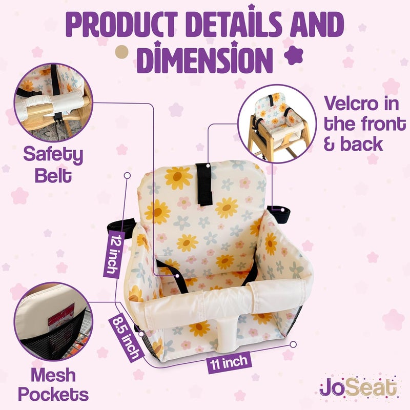 JoSeat Shopping Cart Seat Cover for Baby, High Chair & Grocery Seat Protector, Padded Chair Covers for Restaurant Seats, Unisex Machine Washable Grocery Cart Liner & Swing Insert – Floral - Image 5